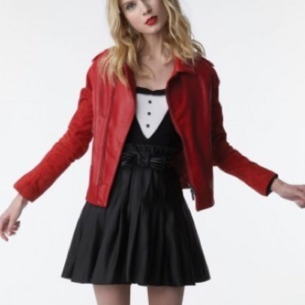 Zac Posen for Target Red Motorcycle Leather Jacket